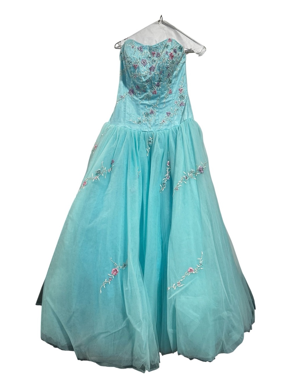 Party Time Turquoise Quinceanera Dress Strapless Sweet 16 Prom Ball Gown Size 8